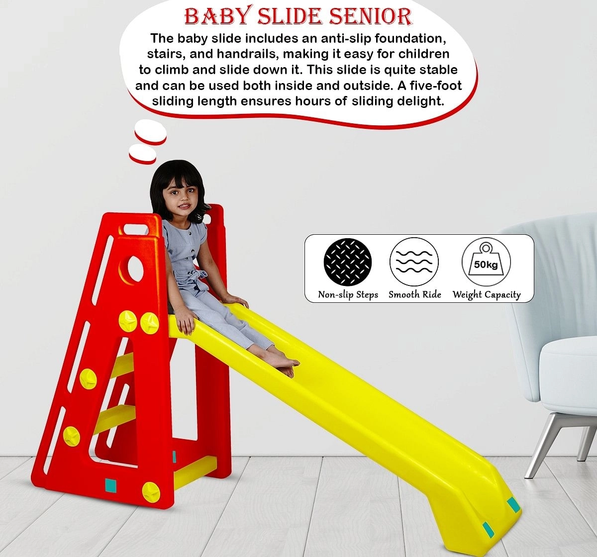 Ok Play Baby Slide Senior for Kids Babies Slide Multicolor 3Y+