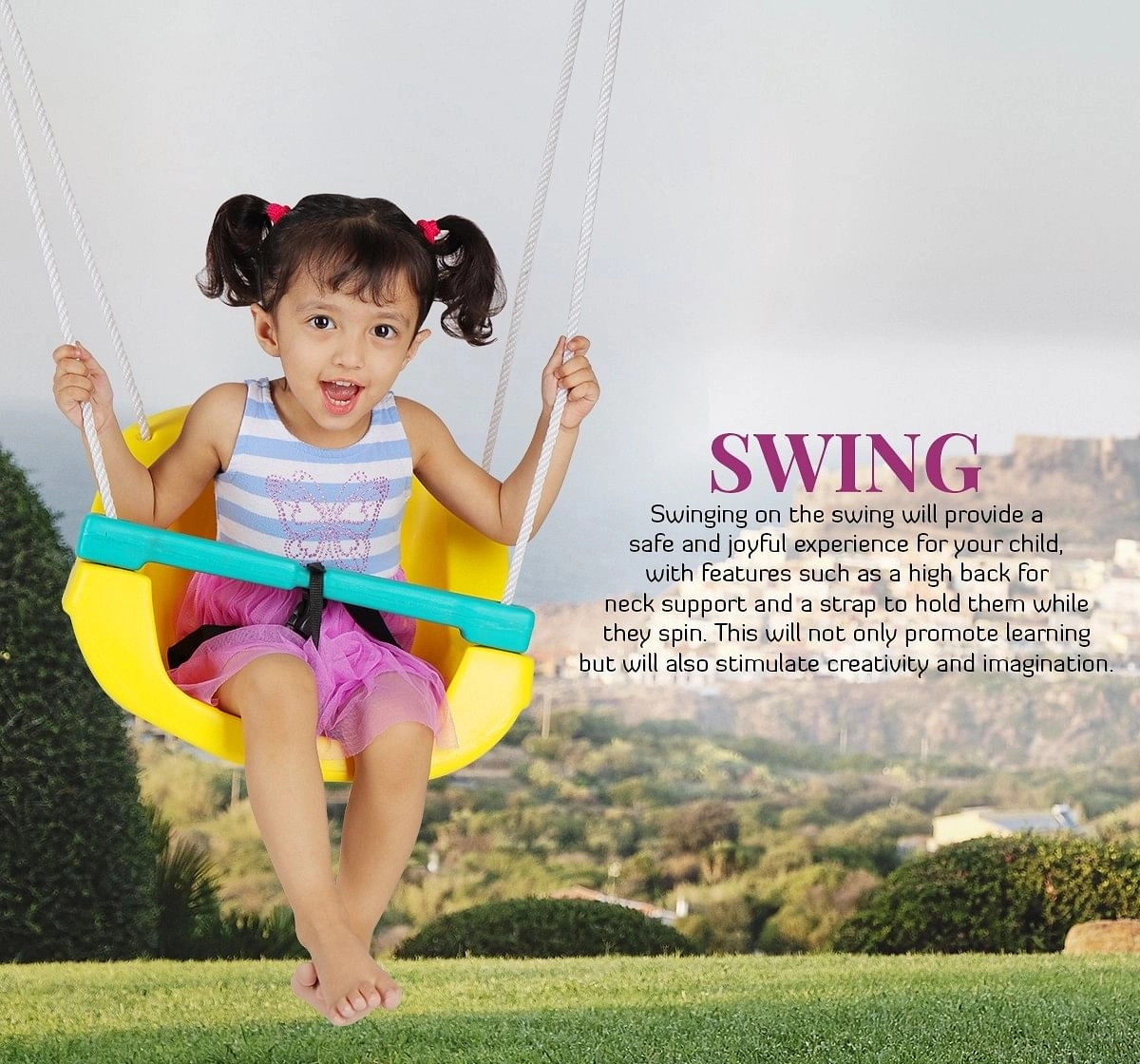 Ok Play Swing for kids Adjustable Swing Green 18M+