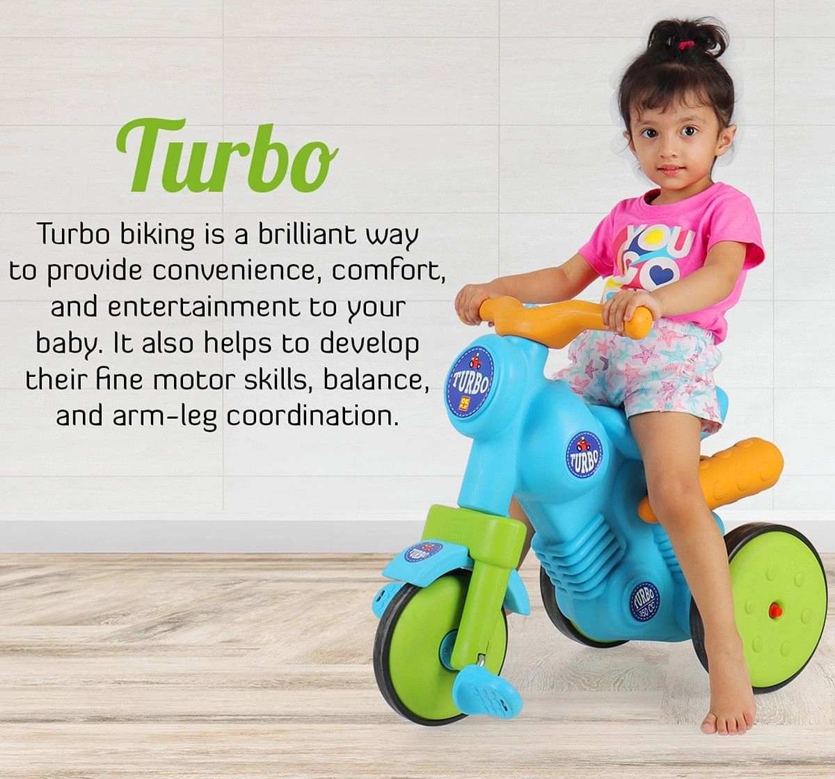 Ok Play Turbo Bike for Kids Green 3Y+