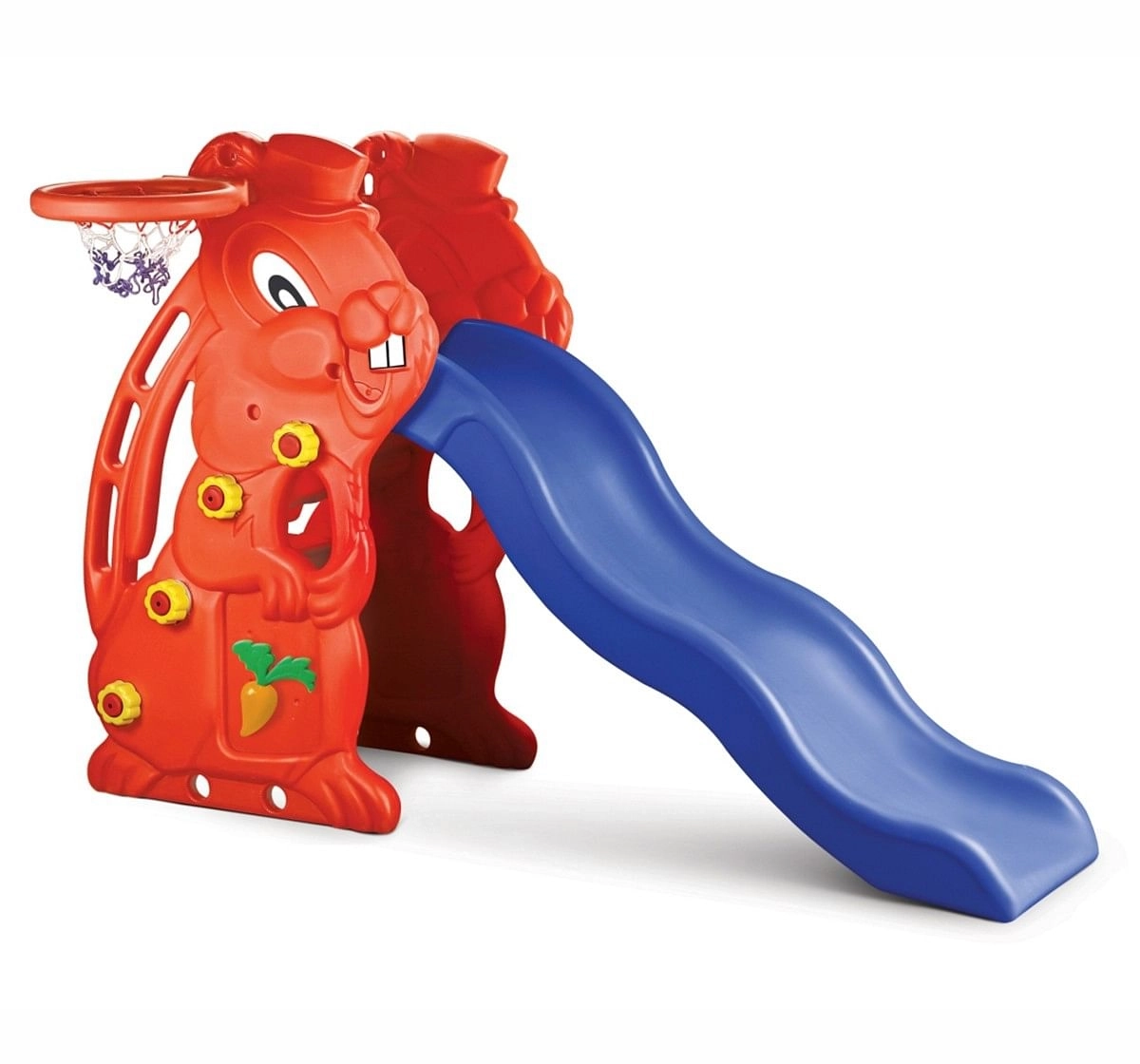 Ok Play Rabbit Slide for Kids Garden Slider with Basket Ball Ring Multicolor 3Y+