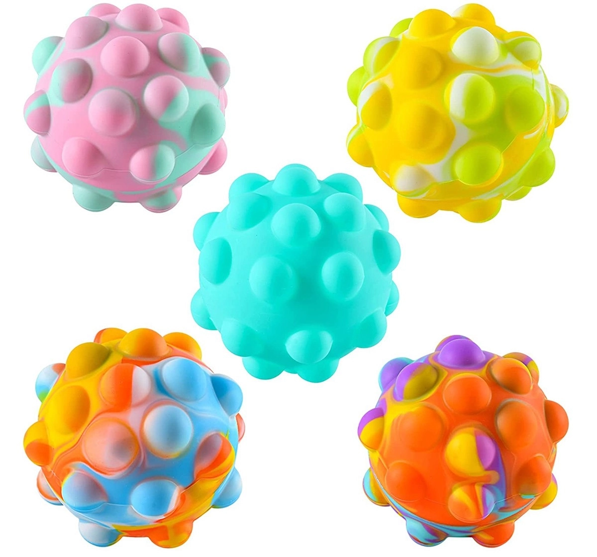 3D Round Pop it Ball with Bubbles, Stress Relieve Sensory Fidgets Toys for Kids and Adults, Multicolour, 3Y+