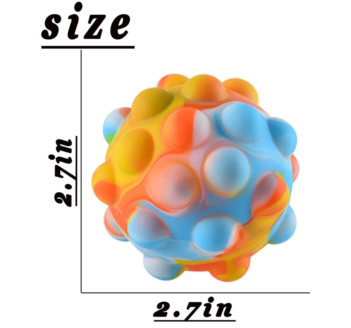 3D Round Pop it Ball with Bubbles, Stress Relieve Sensory Fidgets Toys for Kids and Adults, Multicolour, 3Y+