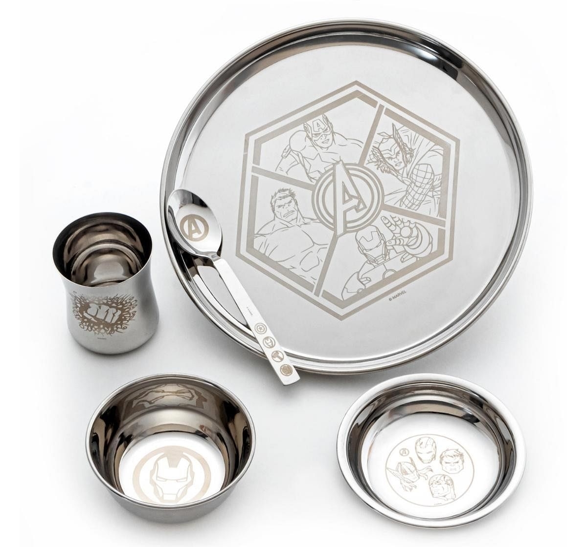 Ramson Avengers Super Meal Dinner Stainless Steel set of 5 pieces Silver 2Y+