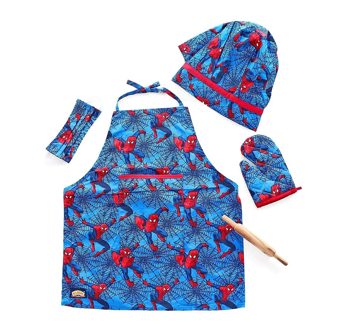 Ramson Spiderman Chef Apron set of 4 pieces with free Mask Multicolor 2Y+