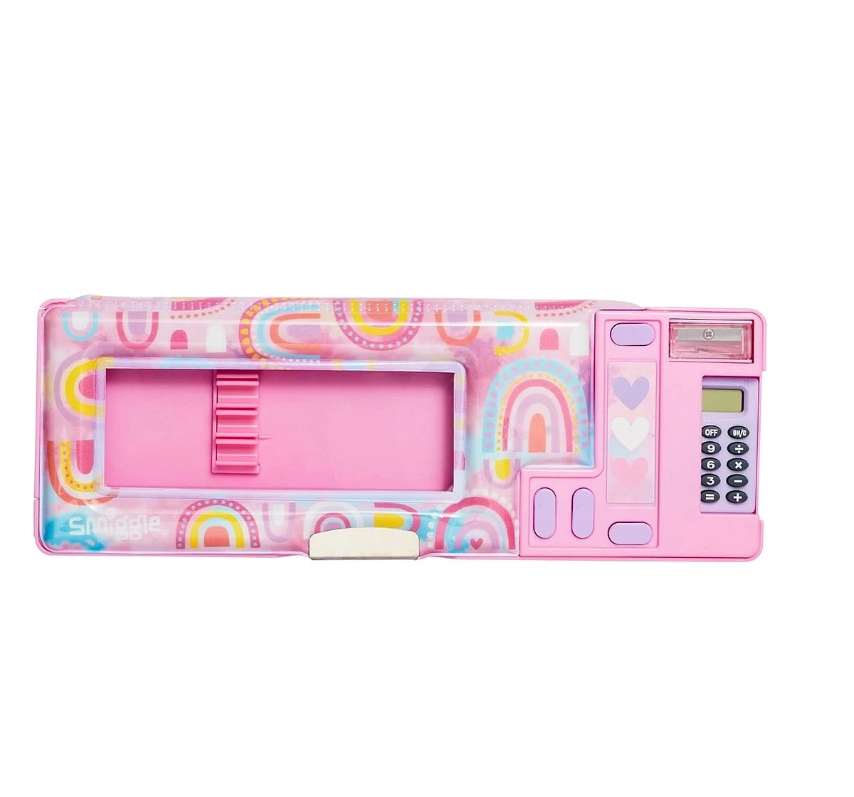 Smiggle Bright Side Pop Out Pencil Case with Calculator for Kids 3Y+, Pink