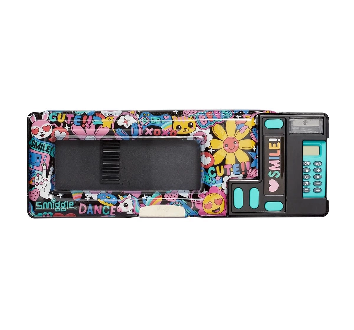 Smiggle Bright Side Pop Out Pencil Case Calculator for Kids 3Y+, Black