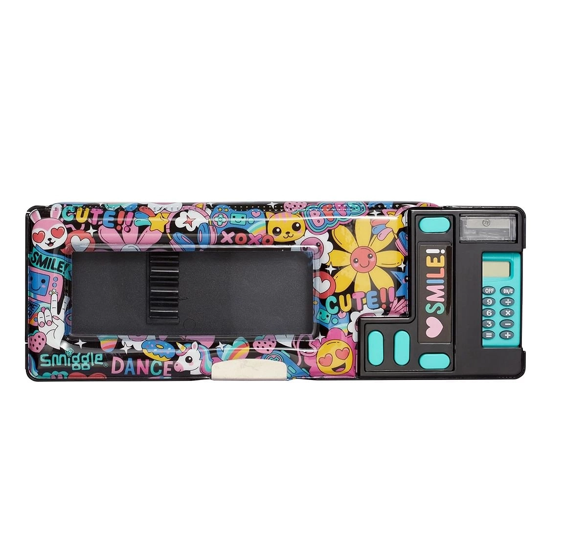 Smiggle Bright Side Pop Out Pencil Case Calculator for Kids 3Y+, Black