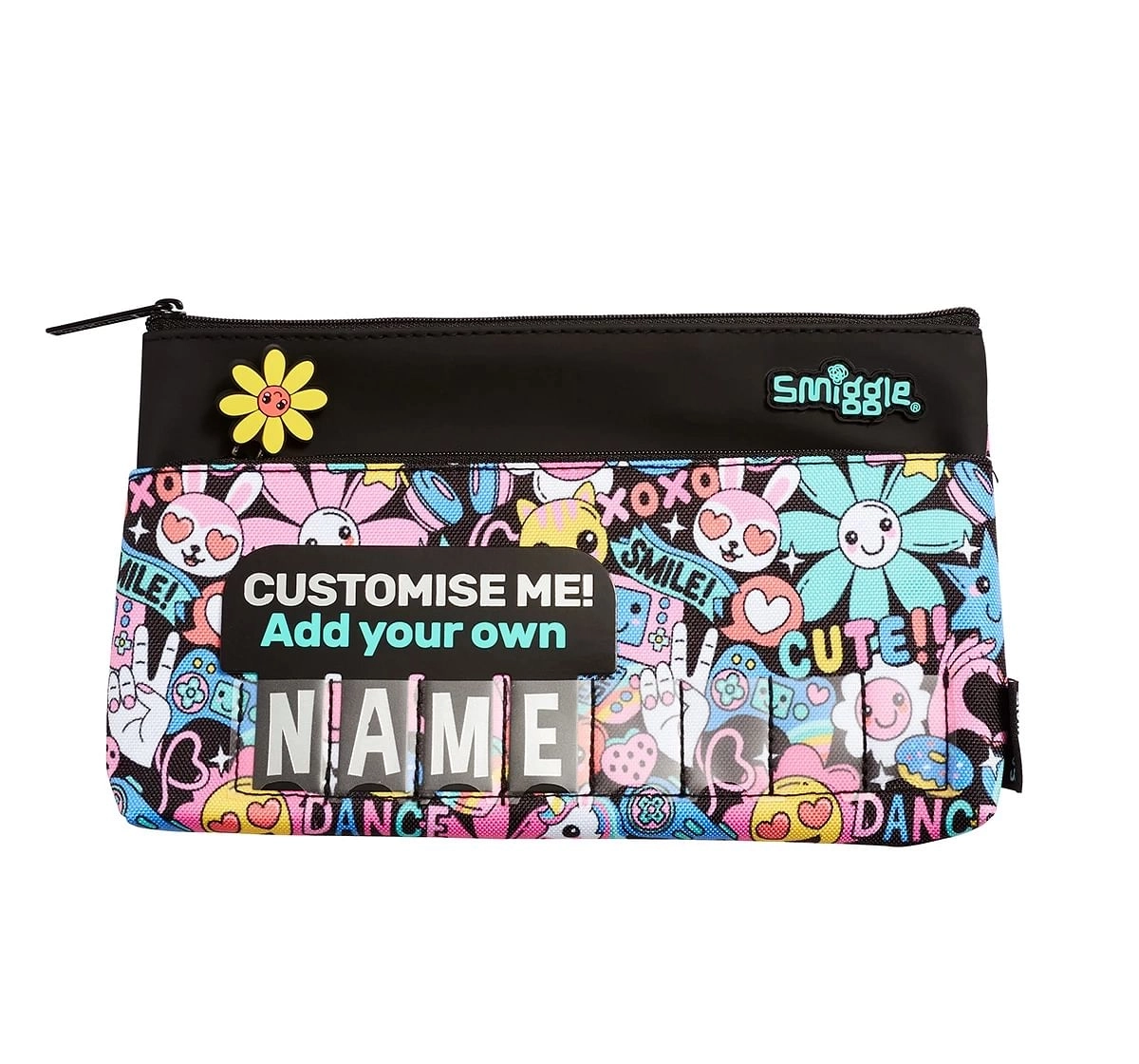 Smiggle Bright Side All Rounder Id Pencil Case for Kids 3Y+, Black