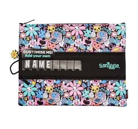 Smiggle Bright Side A4 Id Pencil Case for Kids 3Y+, Black