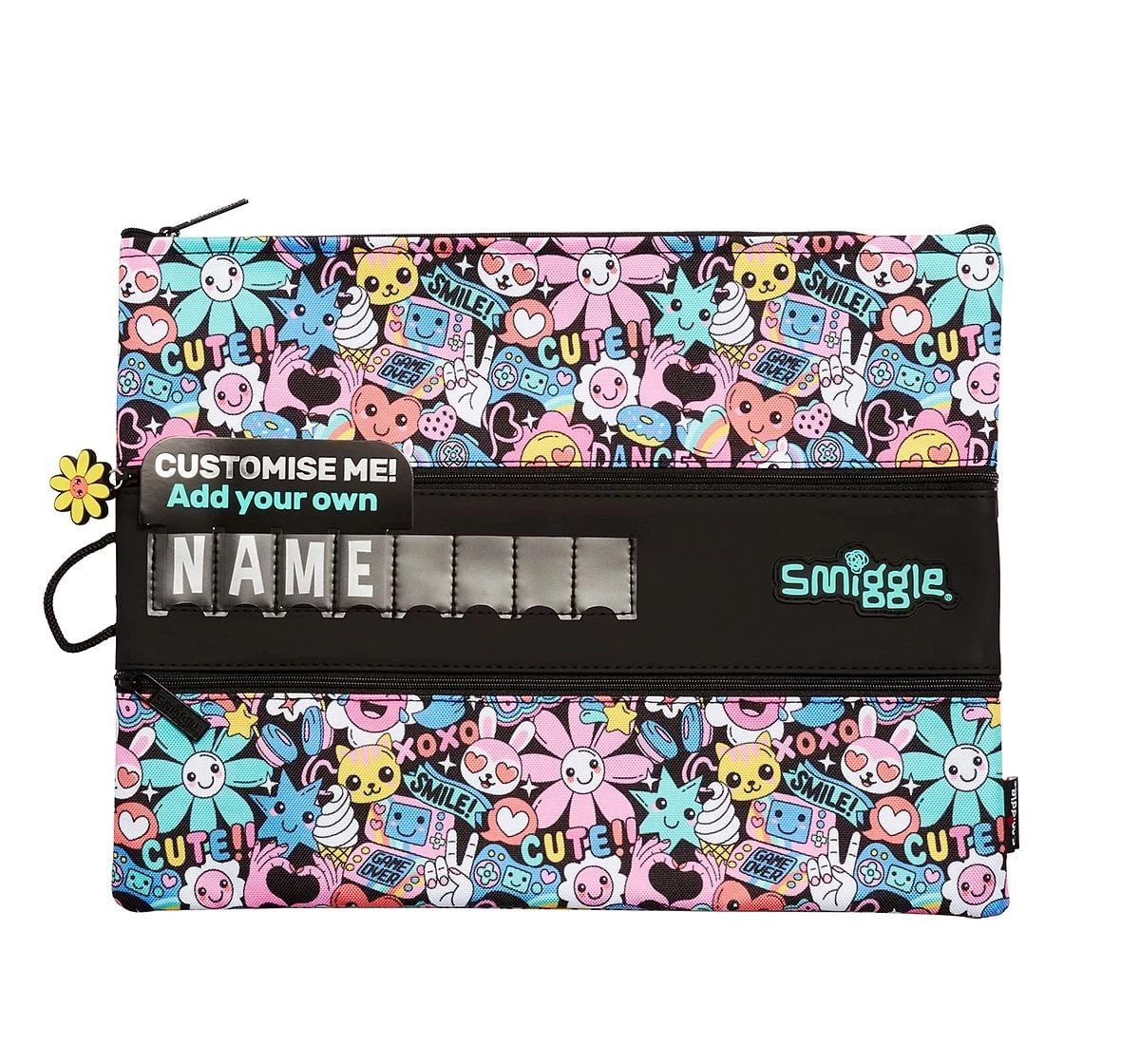 Smiggle Bright Side A4 Id Pencil Case for Kids 3Y+, Black