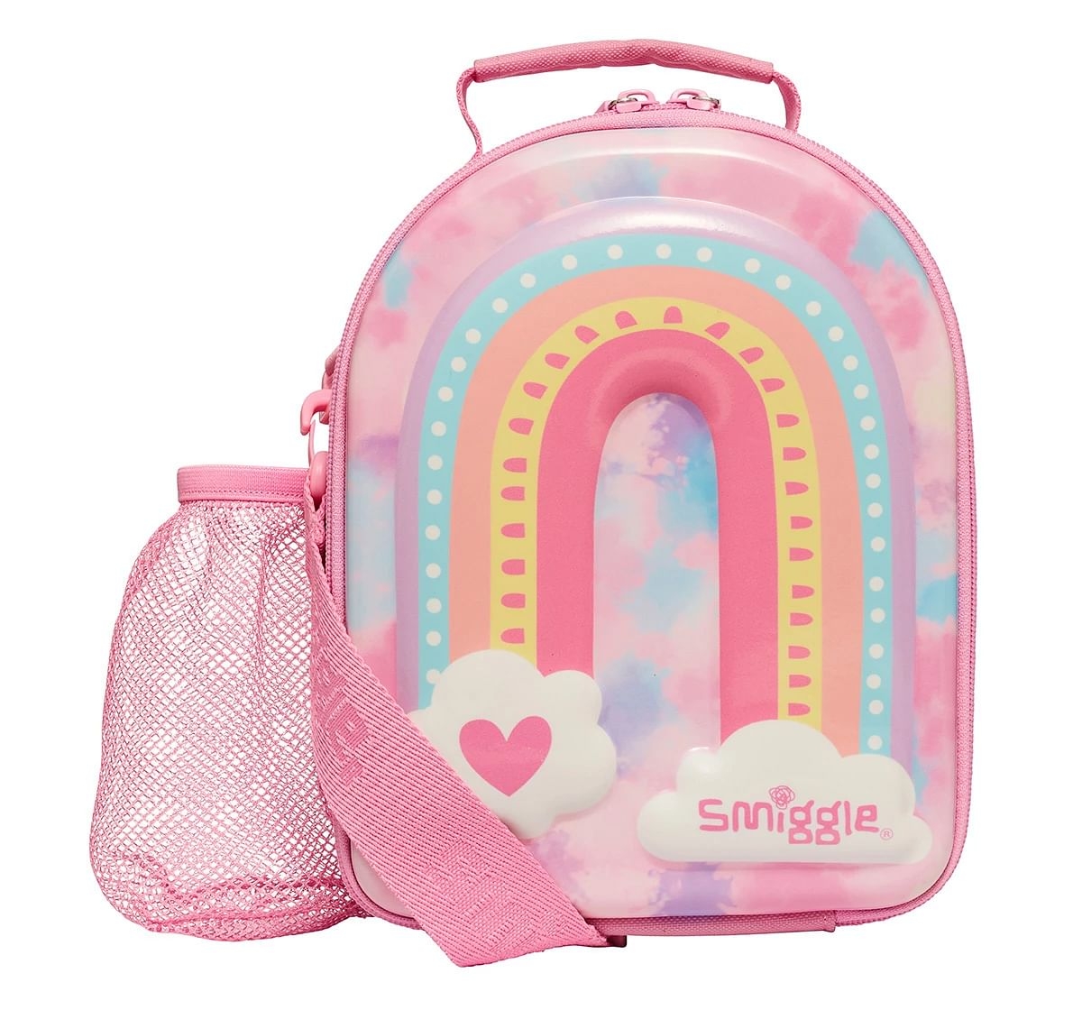 Smiggle Bright Side Hardtop Curve Lunch Box With Strap for Kids 3Y+, Pink