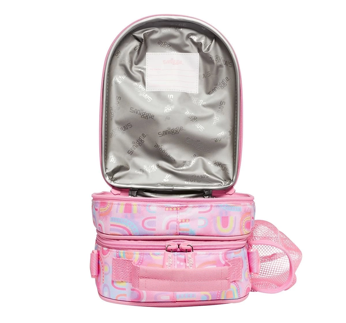 Smiggle Bright Side Hardtop Curve Lunch Box With Strap for Kids 3Y+, Pink