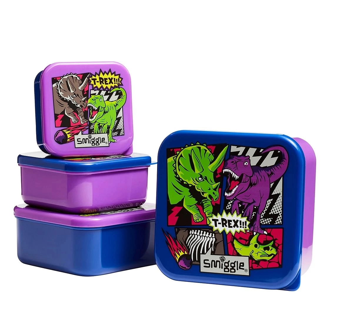 Smiggle Bright Side 4 In 1 Nested Containers Lunch Box for Kids 3Y+, Blue
