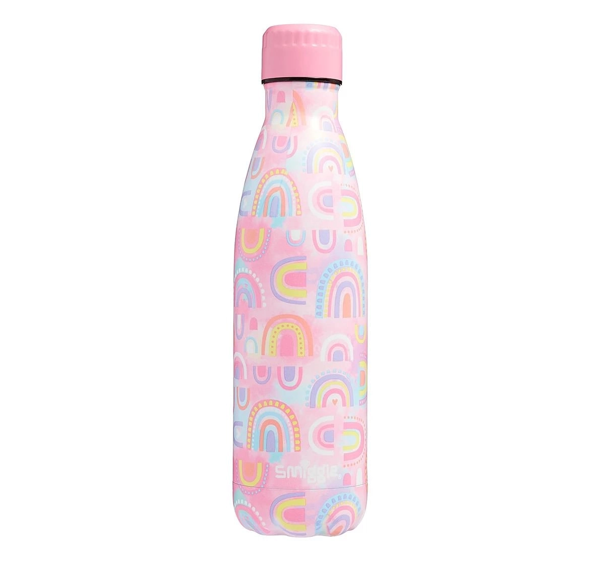 Smiggle Bright Side Insulated Stainless Steel Wonder Drink Bottle 500ml for Kids 3Y+, Pink