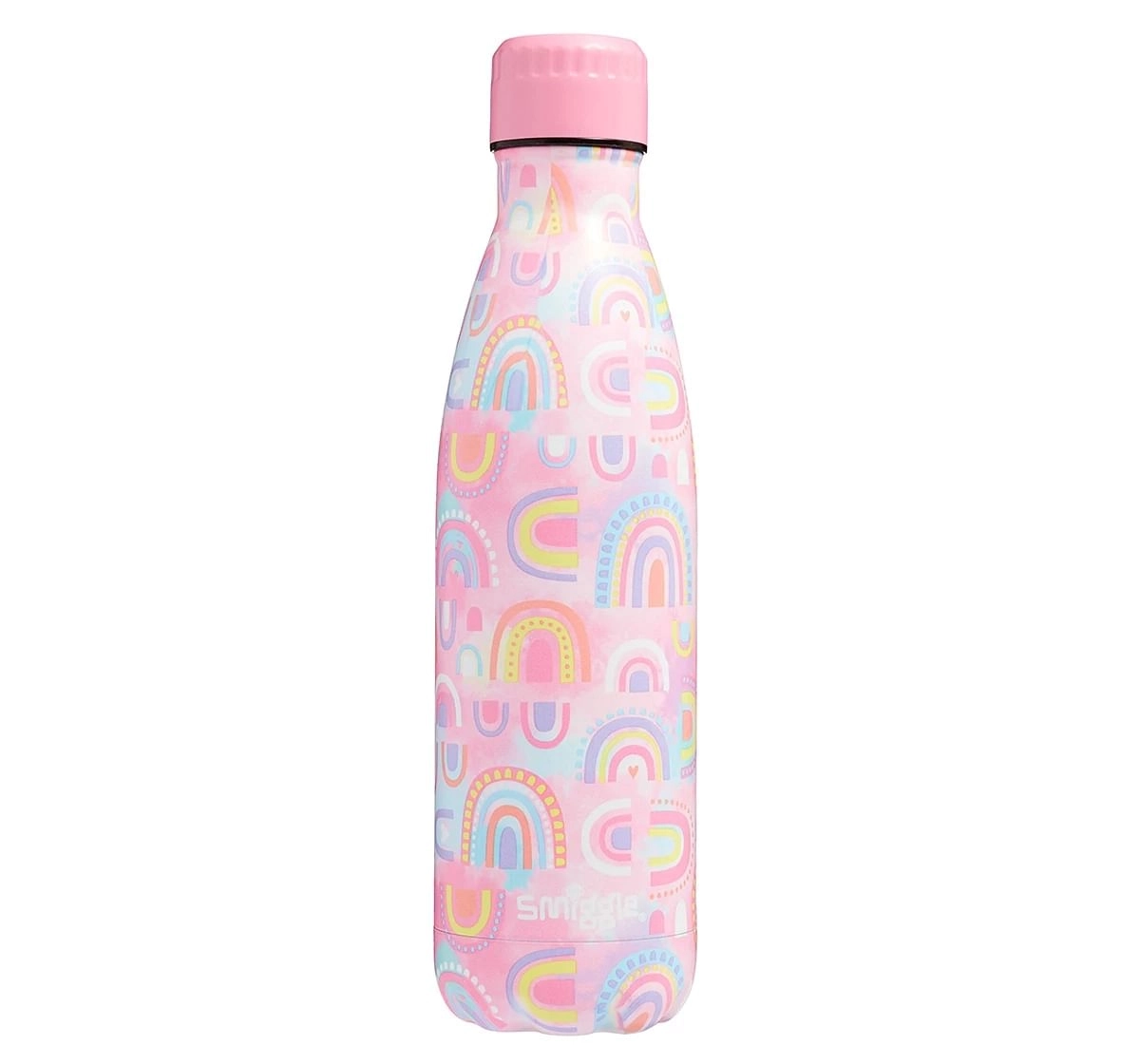 Smiggle Bright Side Insulated Stainless Steel Wonder Drink Bottle 500ml for Kids 3Y+, Pink