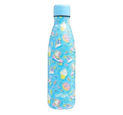 Smiggle Bright Side Insulated Stainless Steel Drink Bottle 500ml for Kids 3Y+, Multicolour