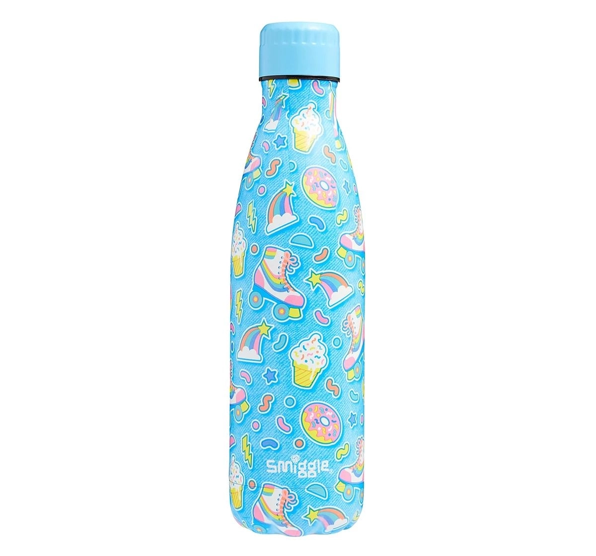 Smiggle Bright Side Insulated Stainless Steel Drink Bottle 500ml for Kids 3Y+, Multicolour