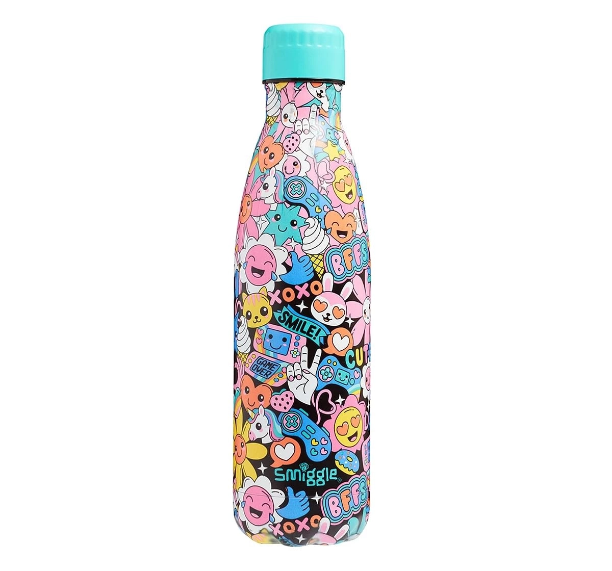 Smiggle Bright Side Insulated Stainless Steel Wonder Drink Bottle 500ml for Kids 3Y+, Multicolour