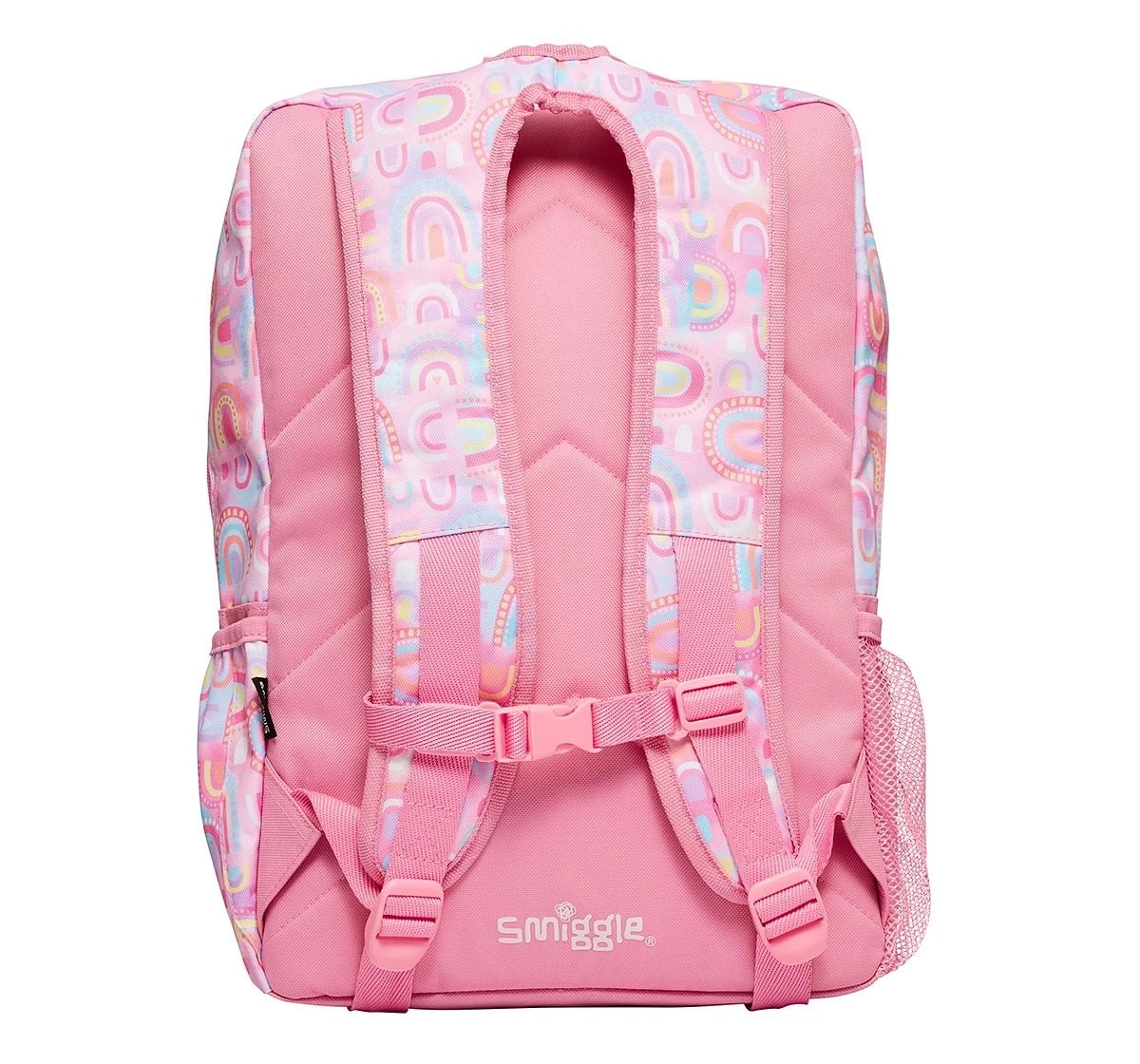 Smiggle Bright Side Foldover Attachable Colourful Printed Bag for Kids, 18 inches, 3Y+, Pink