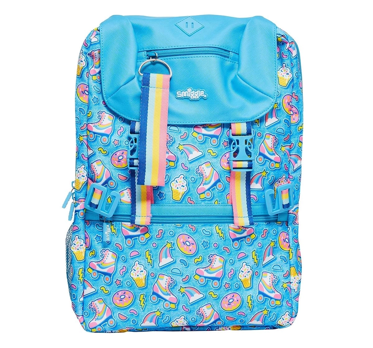 Smiggle Bright Side Foldover Attachable Colourful printed bag for Kids 3Y+, Multicolour
