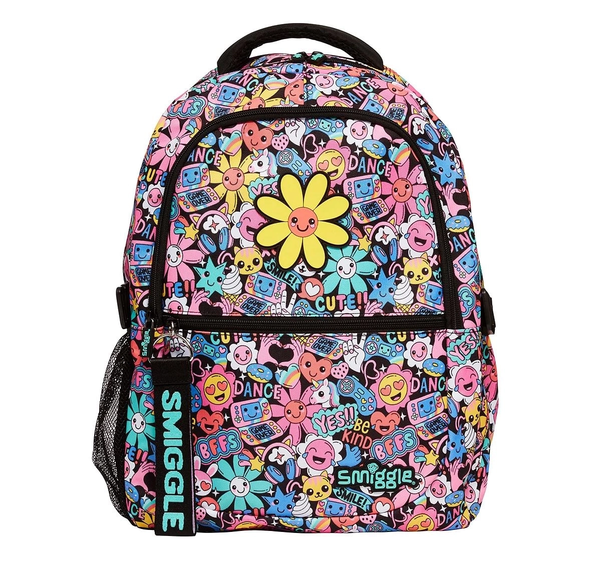 Smiggle Bright Side Classic Attachable Colourful printed bag for Kids 3Y+, Multicolour