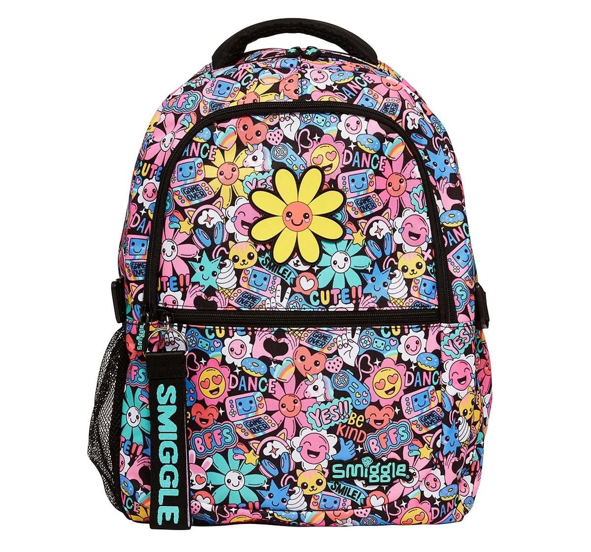 Smiggle Bright Side Classic Attachable Colourful printed bag for Kids 3Y+, Multicolour