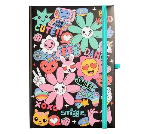 Smiggle Bright Side A5 Note Book School Kit for Kids 3Y+, Black