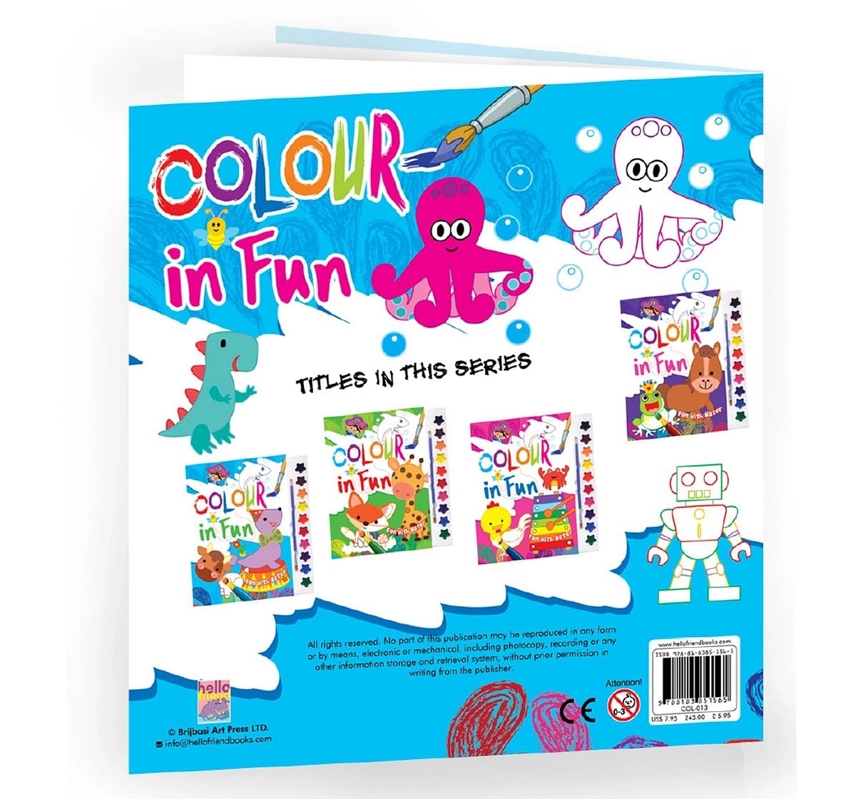 Hellofriend Books Colour in Fun With Water Paint Set and brush soft cover colouring book Multicolor 4Y+