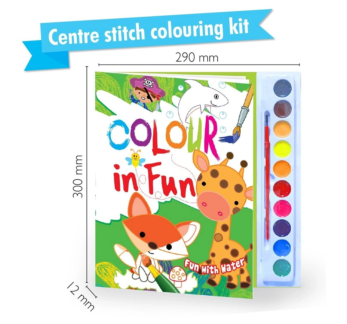 Hellofriend Books Colour in Fun With Water Paint Set and brush soft cover colouring book Multicolor 4Y+