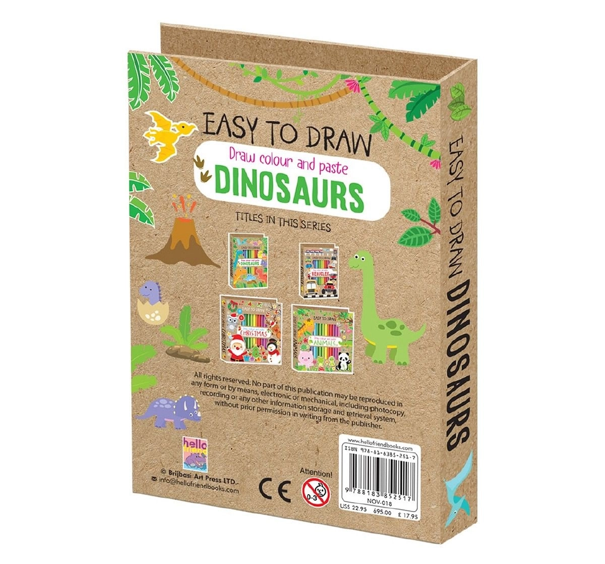 Hellofriend Books Dinosaurs Craft Kit Easy to Draw Hard Cover Multicolor 4Y+