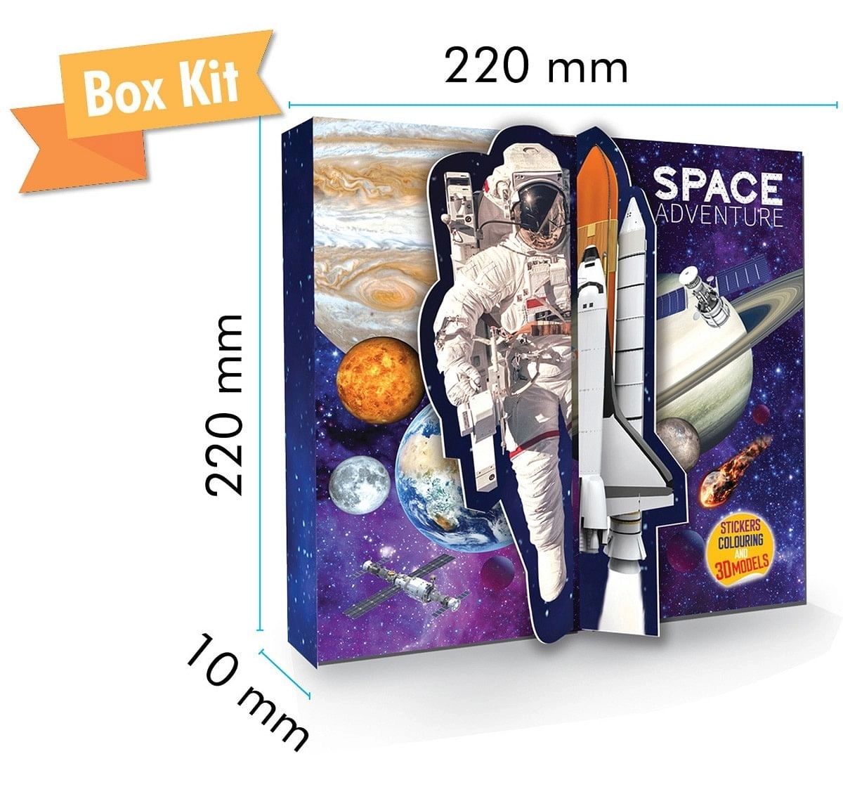 Hellofriend Books Space 3D Model Colouring Kit Soft Cover Book Multicolor 5Y+