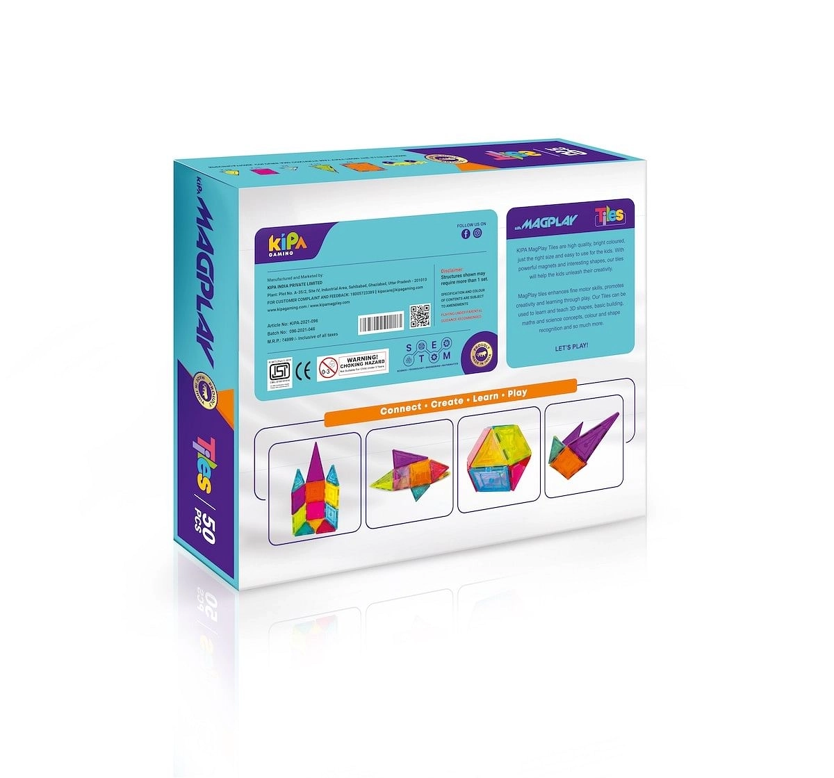 Kipa MagPlay Tiles 50 pieces Learning Educational Toy Multicolor 3Y+