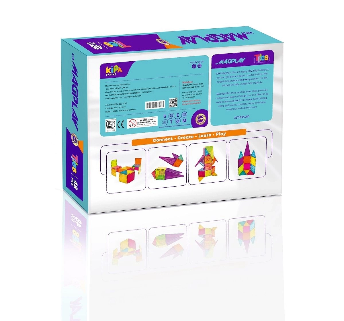 Kipa MagPlay Tiles 48 pieces Learning Educational Toy Multicolor 3Y+