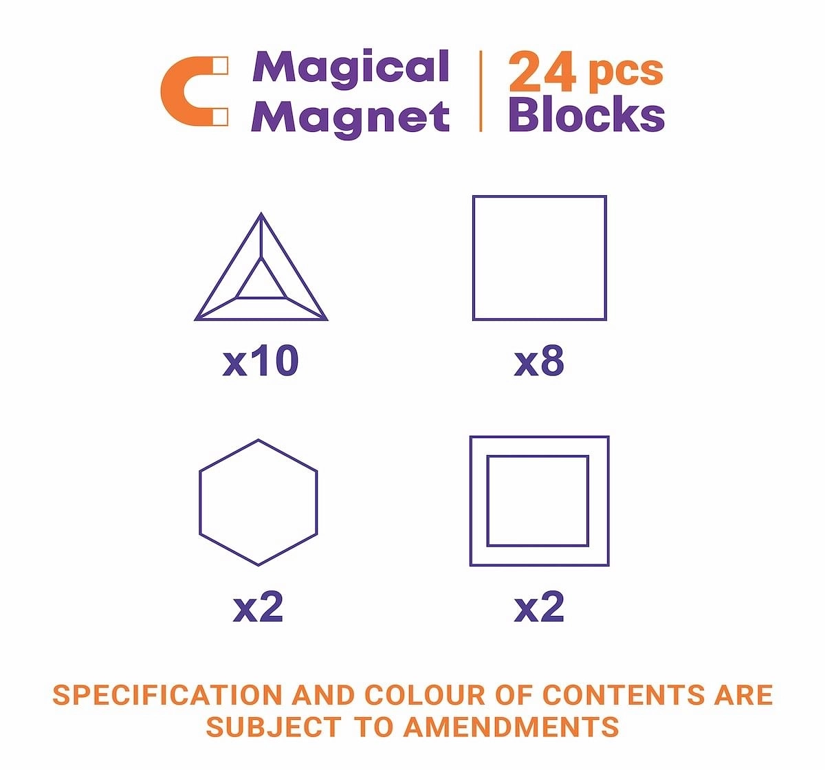 Kipa MagPlay Magnetic Blocks 24 pieces Puzzle for Great Learning Multicolor 3Y+