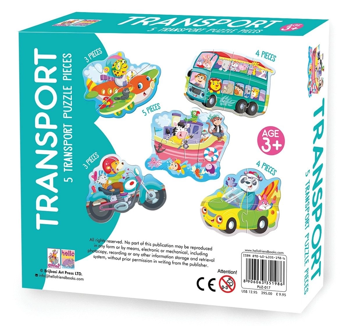 Hellofriend Books Transport Puzzle Hard Cover Box Multicolor 4Y+