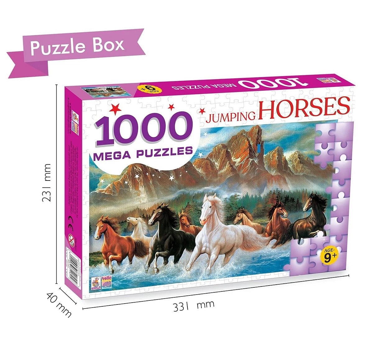 Hellofriend Books 1000 Pieces Jumping Horses Puzzle Box Hard Cover Box Multicolor 5Y+