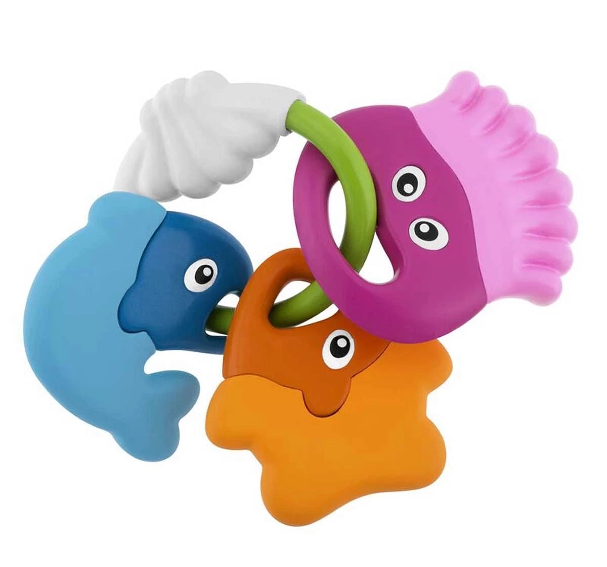 Chicco Gums Rubbing Fishes Rattle for Kids 3M+, Multicolour