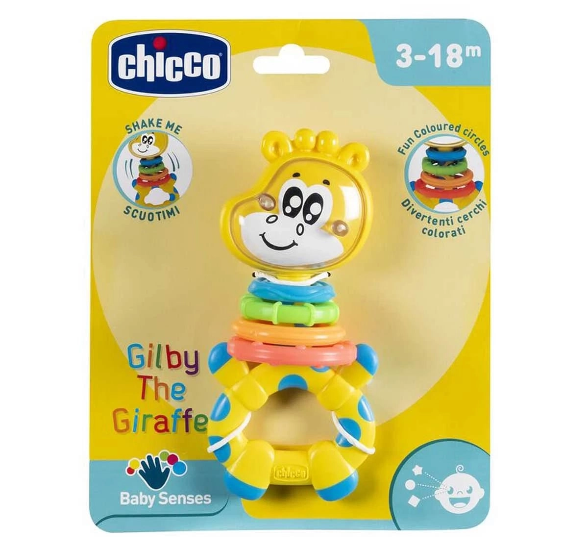 Chicco Gilby the Giraffe Rattle for Kids 3M+, Multicolour