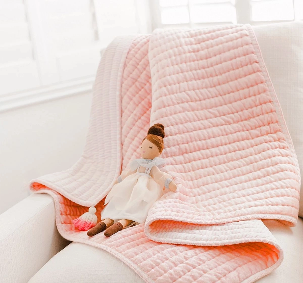 Crane Baby Parker Collection Quilted Blanket0Y+ Pink