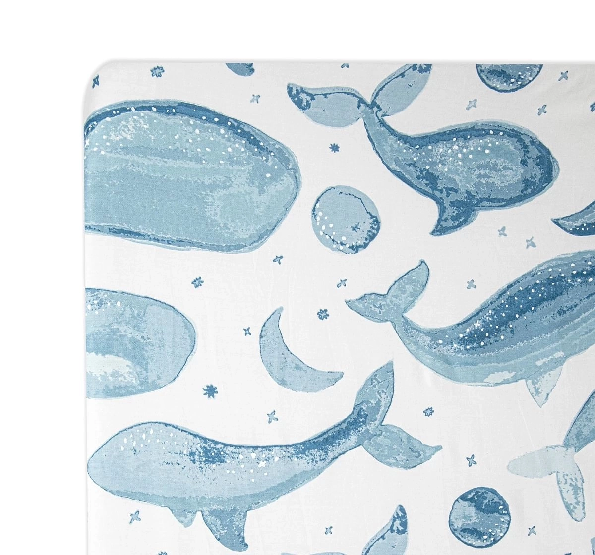 Crane Baby Caspian Collection Crib Sheet Whale 0Y+ Blue