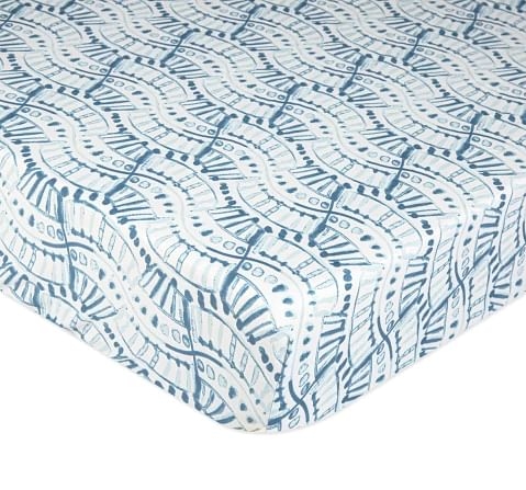 Crane Baby Caspian Collection Crib Sheet Indigo0Y+ Blue
