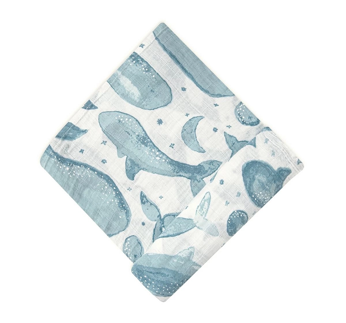Crane Baby Caspain Muslin Swaddle Kendi Whale Print 0Y+ Blue