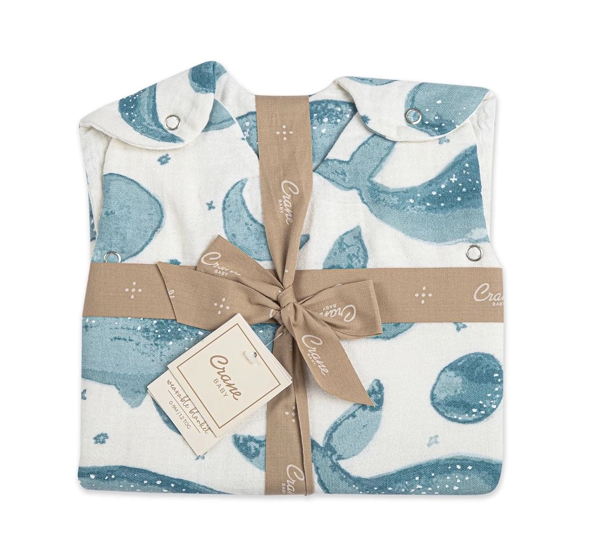 Crane Baby Caspian Collection Muslin Wearable Blanket Whale0Y+ Blue