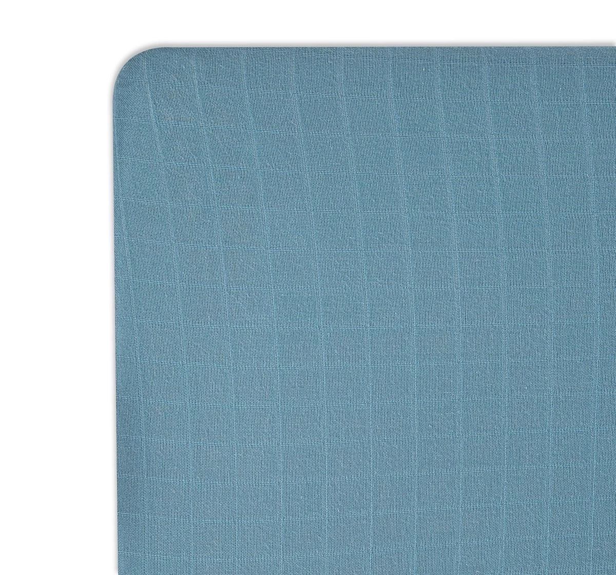 Crane Baby Muslin Crib Fitted Sheet Riverstone Print 0Y+ Blue