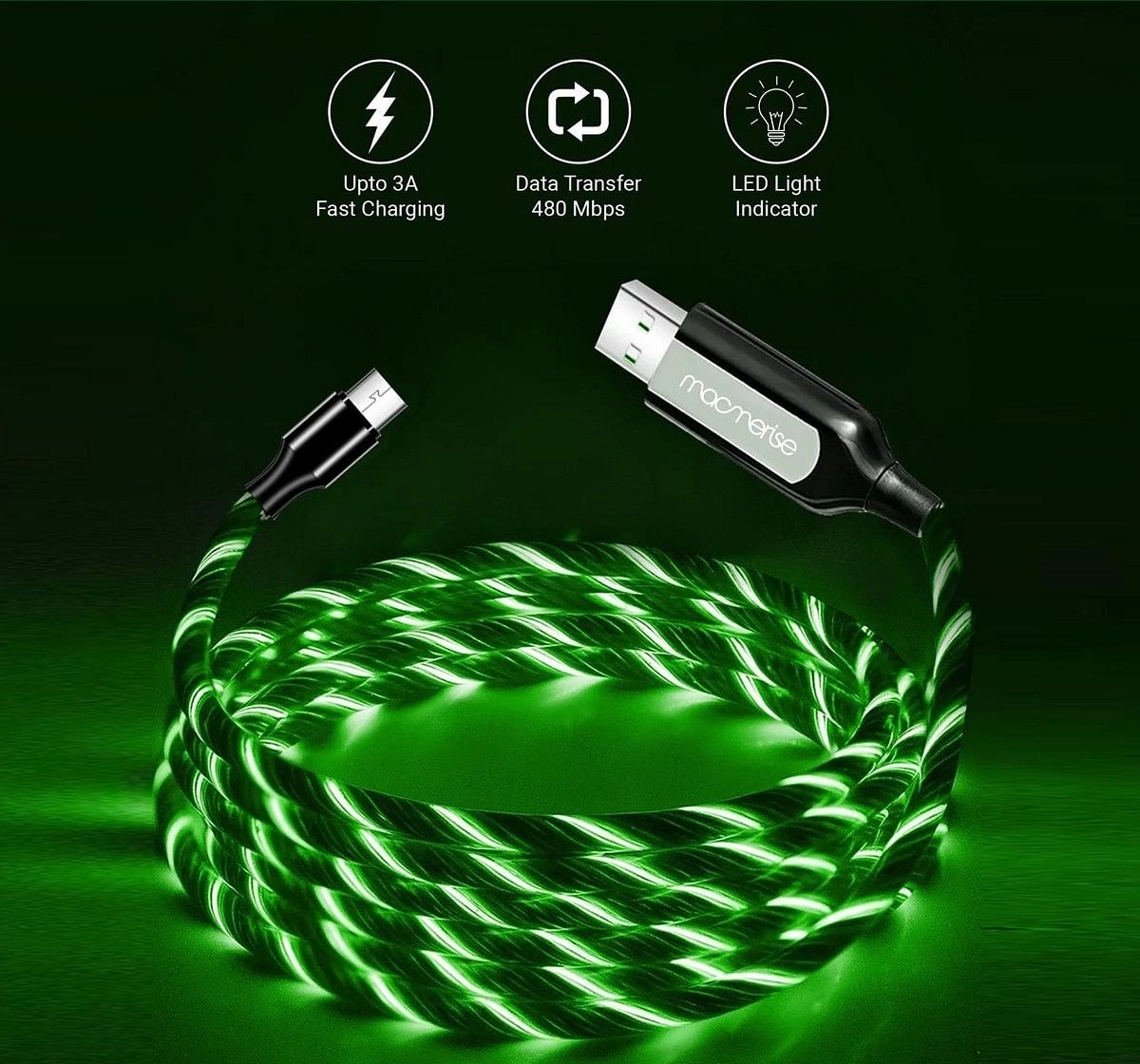 Macmerise Illume Green USB Cables Multicolor 12Y+