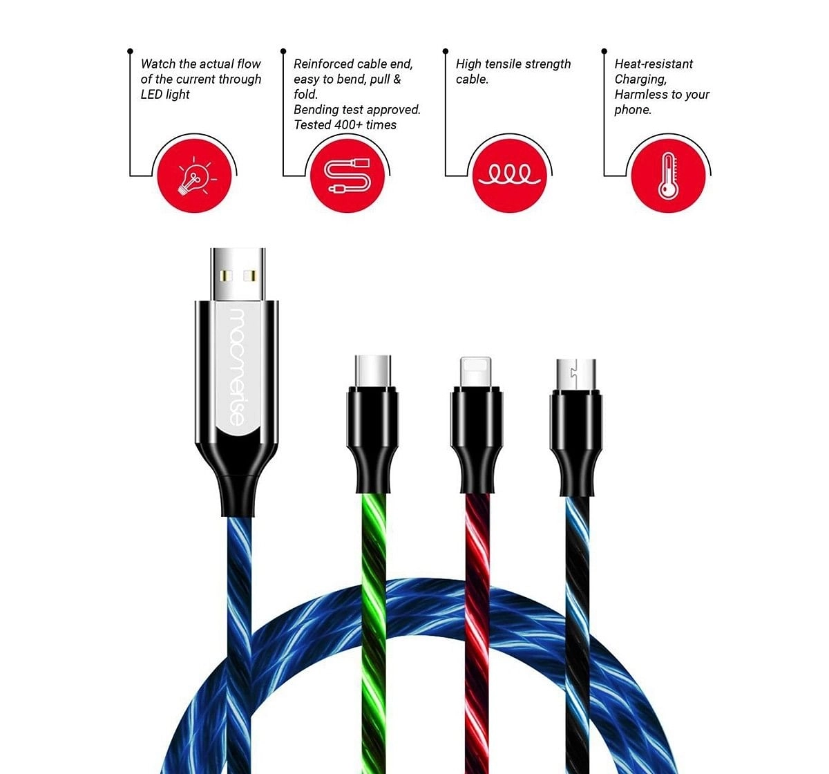 Macmerise Illume Red USB Cables Multicolor 12Y+