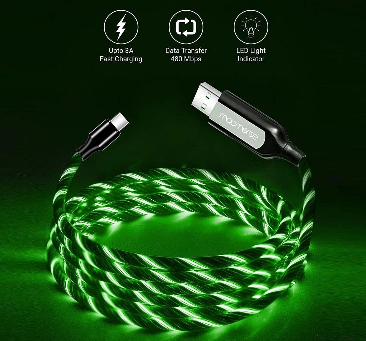 Macmerise Illume Green USB Cables Multicolor 12Y+