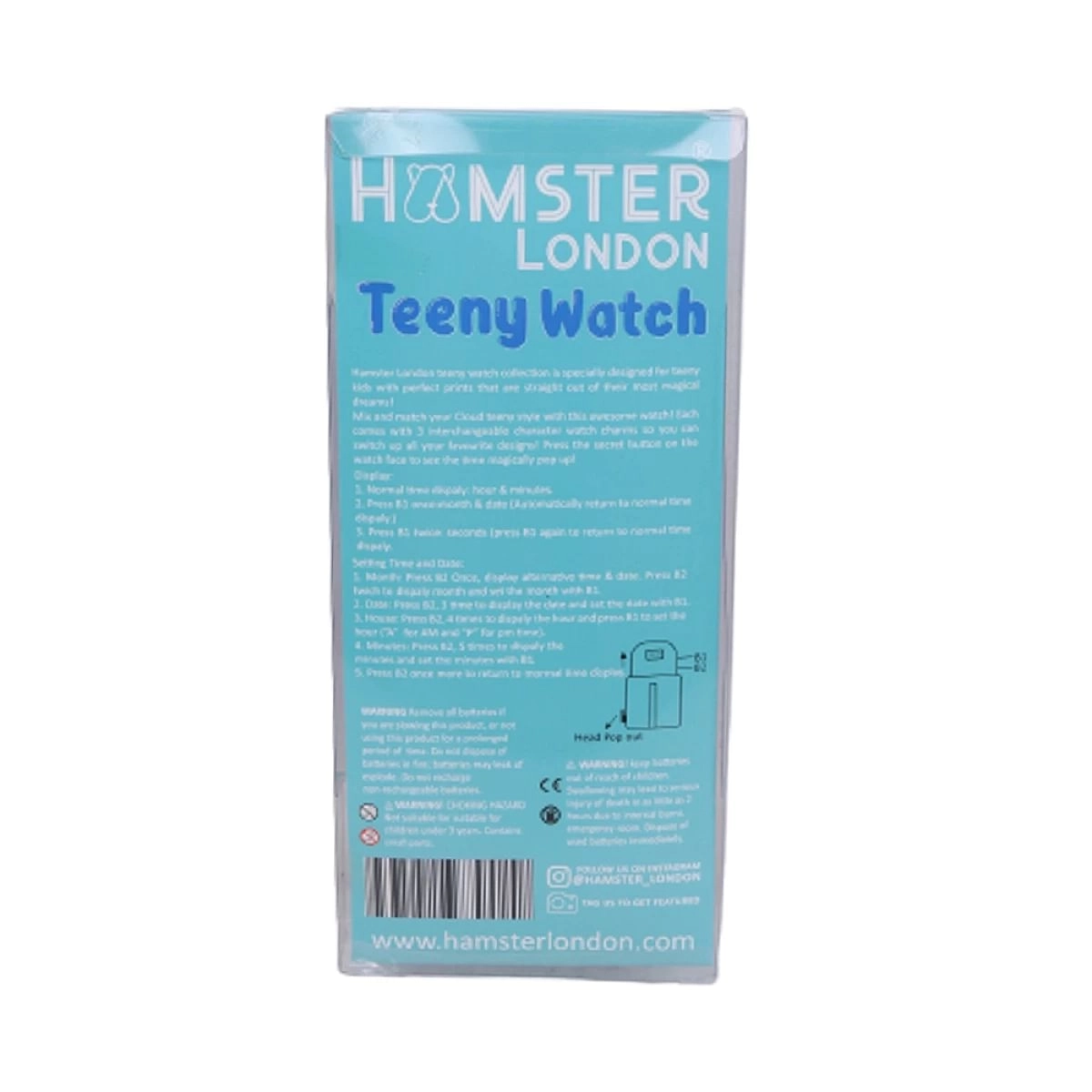 Hamster London Teeny Watch Space Aqua, 10 cm, 5Y+