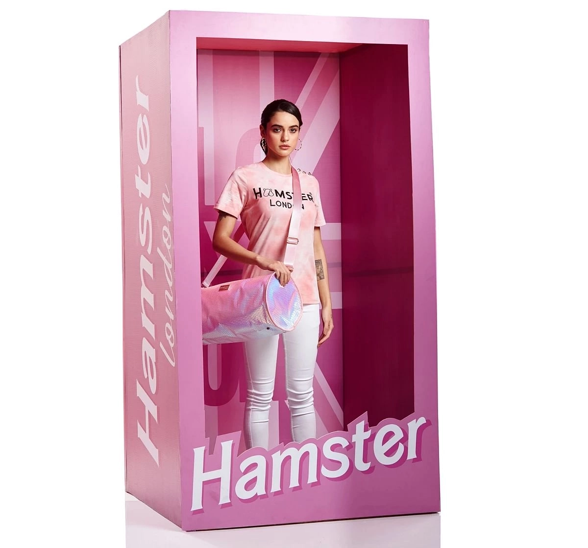 Hamster London Drum Duffle, Holographic Gym Bag, Pink & Gold