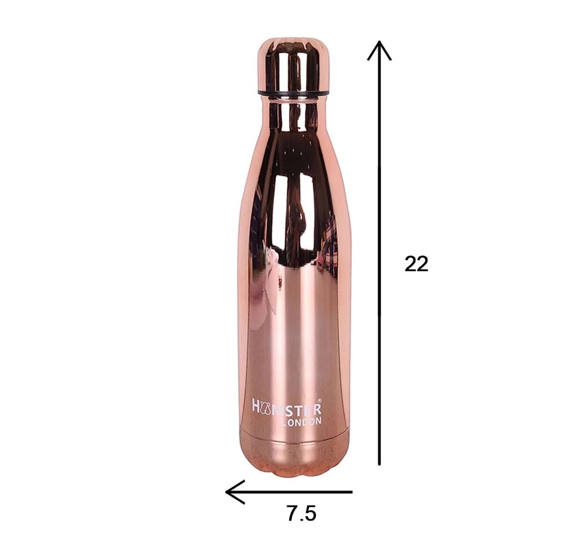 Stainless Steel Insulated Water Bottle by Hamster London for Kids, Rosegold, Non-Toxic, BPA Free, 500ml, 5Y+